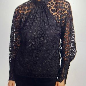 Saloni Alex Leopard Mesh top